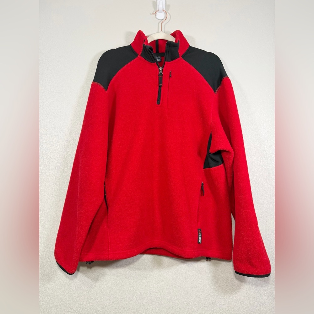 Daniel Cremieux Fleece Pullover Quarter Zip Heavy Warm Red Black Polartec Men L